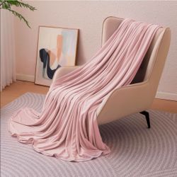 Amazon Basics Cooling Blanket for Hot Sleepers, Reversible Lightweight Thin Throw Blanket for Bed, Couch and Sofa, Queen (90" x 90"), Pink