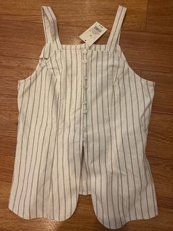 Striped Button-Front Tank Top Size XS