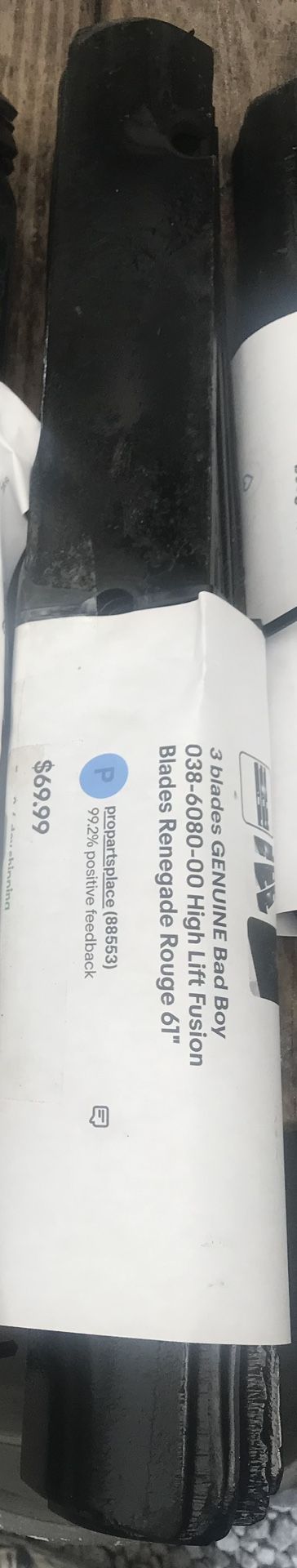 GENUINE Bad Boy 038-6080-00 High Lift Fusion Blades Renegade Rouge 61"