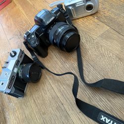 3 Vintage Cameras And Accessories