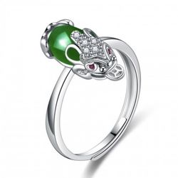 Jade Rings 5.7-6 Adjust Plated White Gold 10K