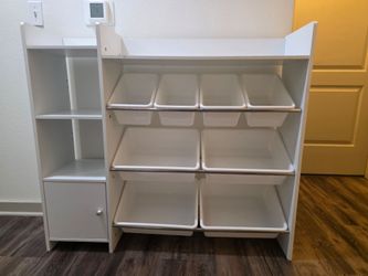 White Kids Toy Storage Organizer with Bins