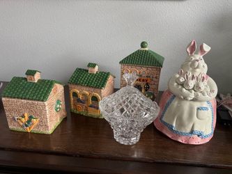 Vintage Fitz & Floyd Ceramic Collection + Crystal Candy Dish – 5 Piece Lot