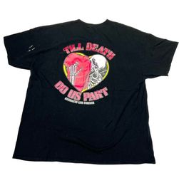 As*holes Live Forever Till Death Do Us Part T Shirt XXL Black Skeleton Heart Tee