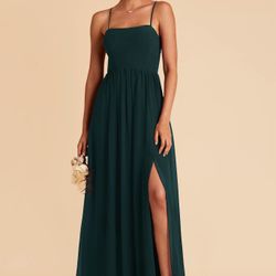 Bird Grey Chiffon Emerald August Bridesmaid Dress