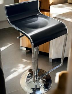 Modern Adjustable Bar Stool Black and Chrome