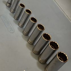 Snap-on Tools  9 pc 3/8" Drive 12-Point SAE Deep Flank Drive® Socket Set ( 3/8"-7/8" )
