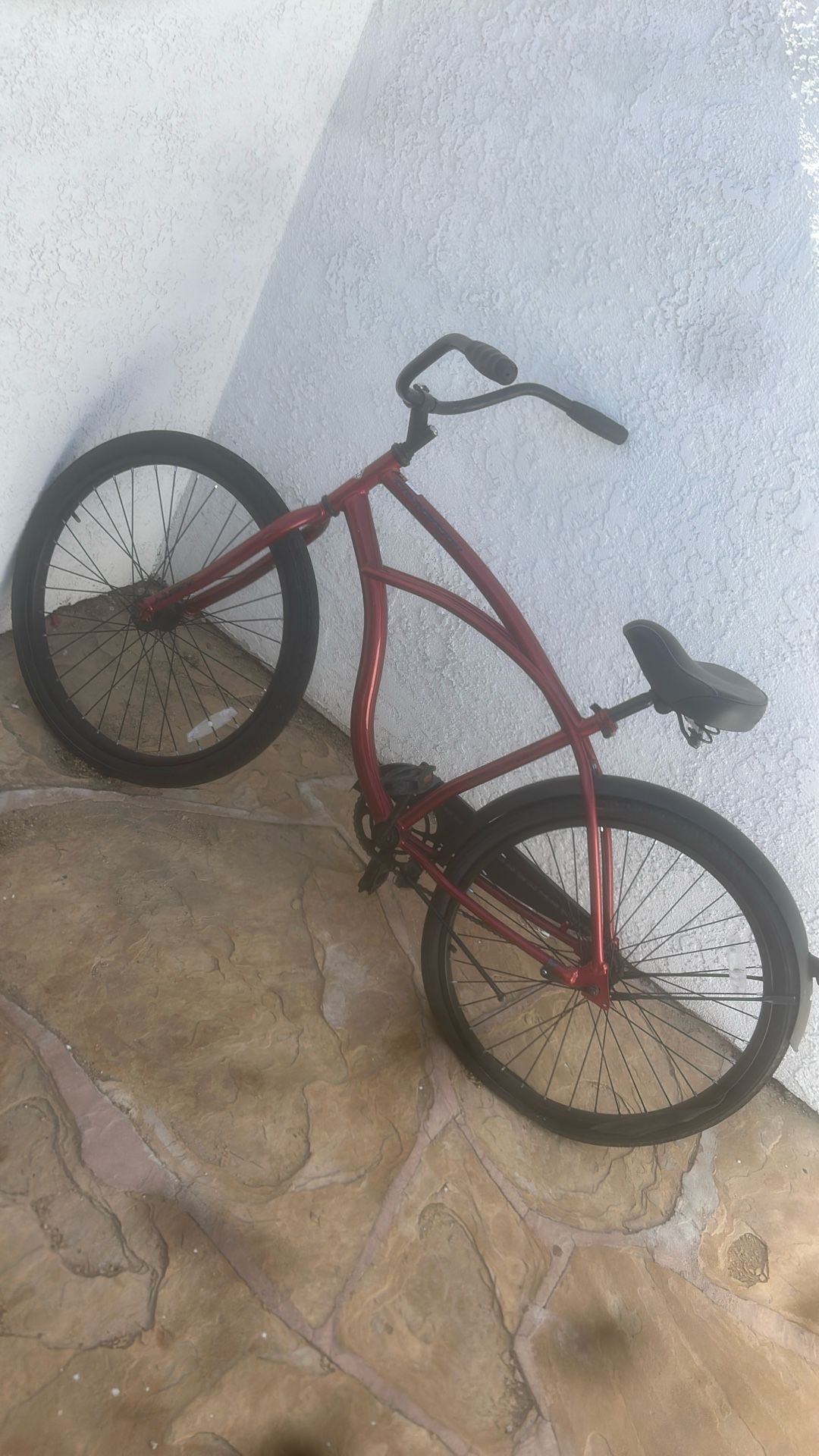 metallic red huffy bike