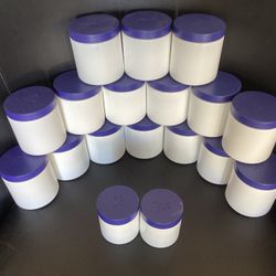Containers - Set of Empty Plastic Jars with blue Lids