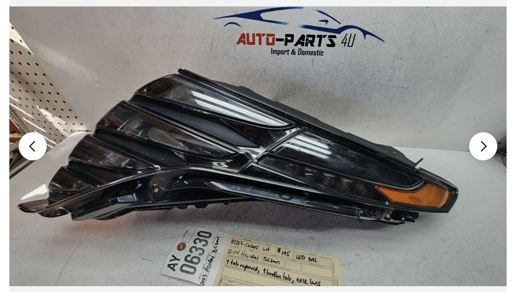 1broken tab 2022 - 2023 - 2024 HYUNDAI TUCSON LEFT LED DRL HEADLIGHT OEM AY06330