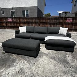 Dark Grey BASSETT Sofa Sectional 