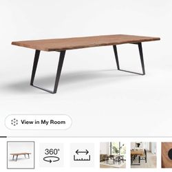 Crate & Barrel Yukon 102” Live Edge Dining Table + 12 Chairs