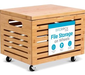 BirdRock Home Bamboo File Storage on Wheels