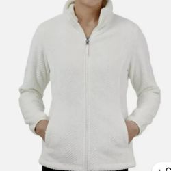 Free2B Ladies Butter Pile Fleece Jacket Full Zip Soft Stand Collar M White  Size Medium Used 