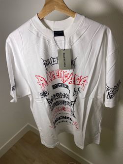 Balenciaga Oversized Graphic Logo T-Shirt White Red/Black Print(size M-L)
