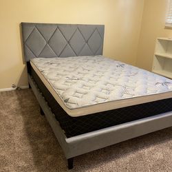 Full size bed frame and mattress