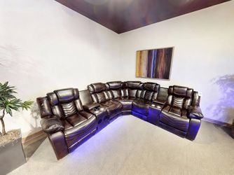 3 Piece Reclining Leather Sectional 