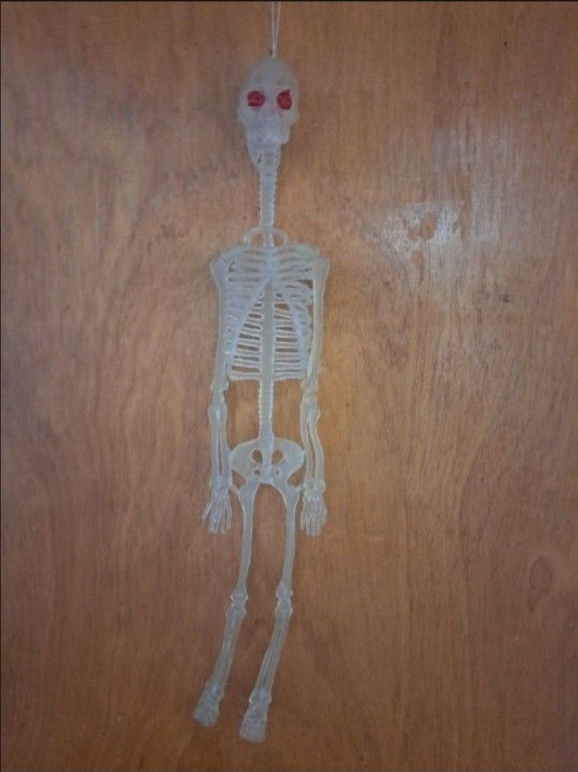 24" Glow in The Dark Vinyl Rubber Skeleton  Scary Red Eyes