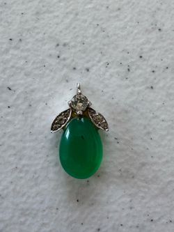 Vintage Art Deco Platinum, Diamond, and Chrysoprase Pendant