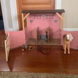 American Girl Doll Pink Horse Barn