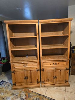 Pine entertainment center shelves