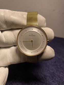SKAGEN Gitte Silver Dial Gold-tone Mesh Ladies Watch SKW2141 Untested As-Is