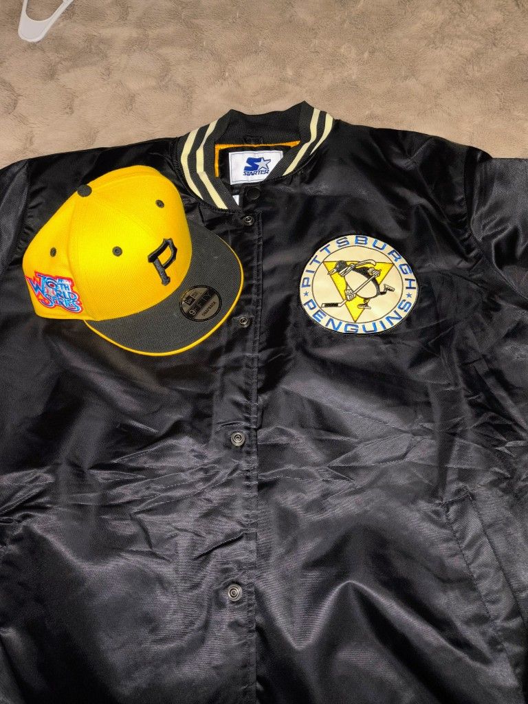 Starter Jacket - Pittsburgh Penguins Sz 4X and Pittsburgh Snapback Hat As