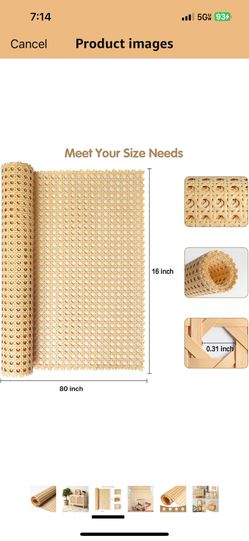 Storystore Rattan Webbing Roll, Inch Woven Open Rattan Mesh PE Cane Webbing for DIY Home Decor Projects, Synthetic Rattan for Furniture, Chair