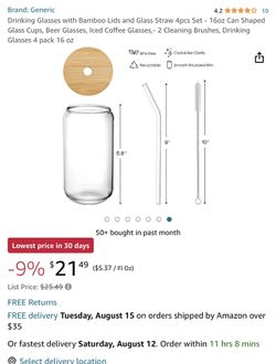 BRAND NEW IN BOX: Drinking Glasses with Bamboo Lids + Glass Straw for Sale  in New York, NY - OfferUp