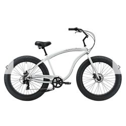 Big Tire Beach Cruiser White Firm strong Bike 7 Speed Big Tire Brand New Condition
