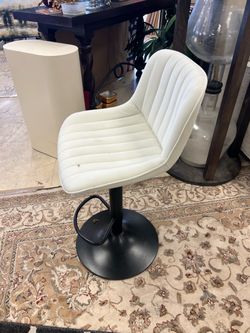 White Faux Leather Adjustable Bar Stool