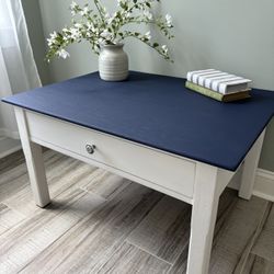 Coffee Table Living Room Dorm Nautical Blue/White