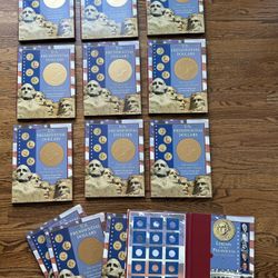 Lot 13 U.S. Presidential Dollars Deluxe Coin Collectors Albums WITH A 48 PAGE BOOK!! Please read description 