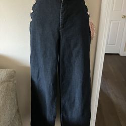 Pantalones De Mezclilla Rectos Con Bolsillos Para Mujer Size 10