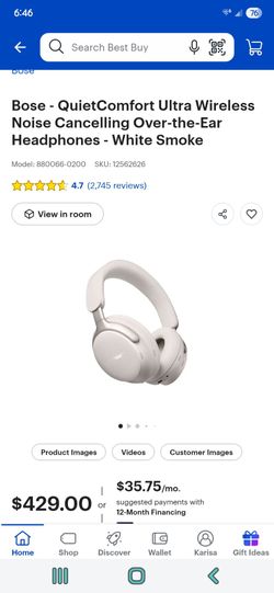 Bose - QuietComfort Ultra Wireless Noise Cancelling Over-the-Ear Headphones - White Smoke