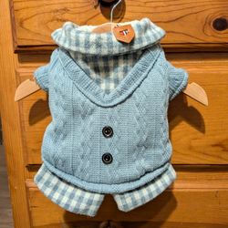 Dog Sweater For Winter With Thick Plaid Shirt Size Small