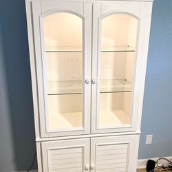 Coastal Cabinet Bookshelves Display Beveled Glass