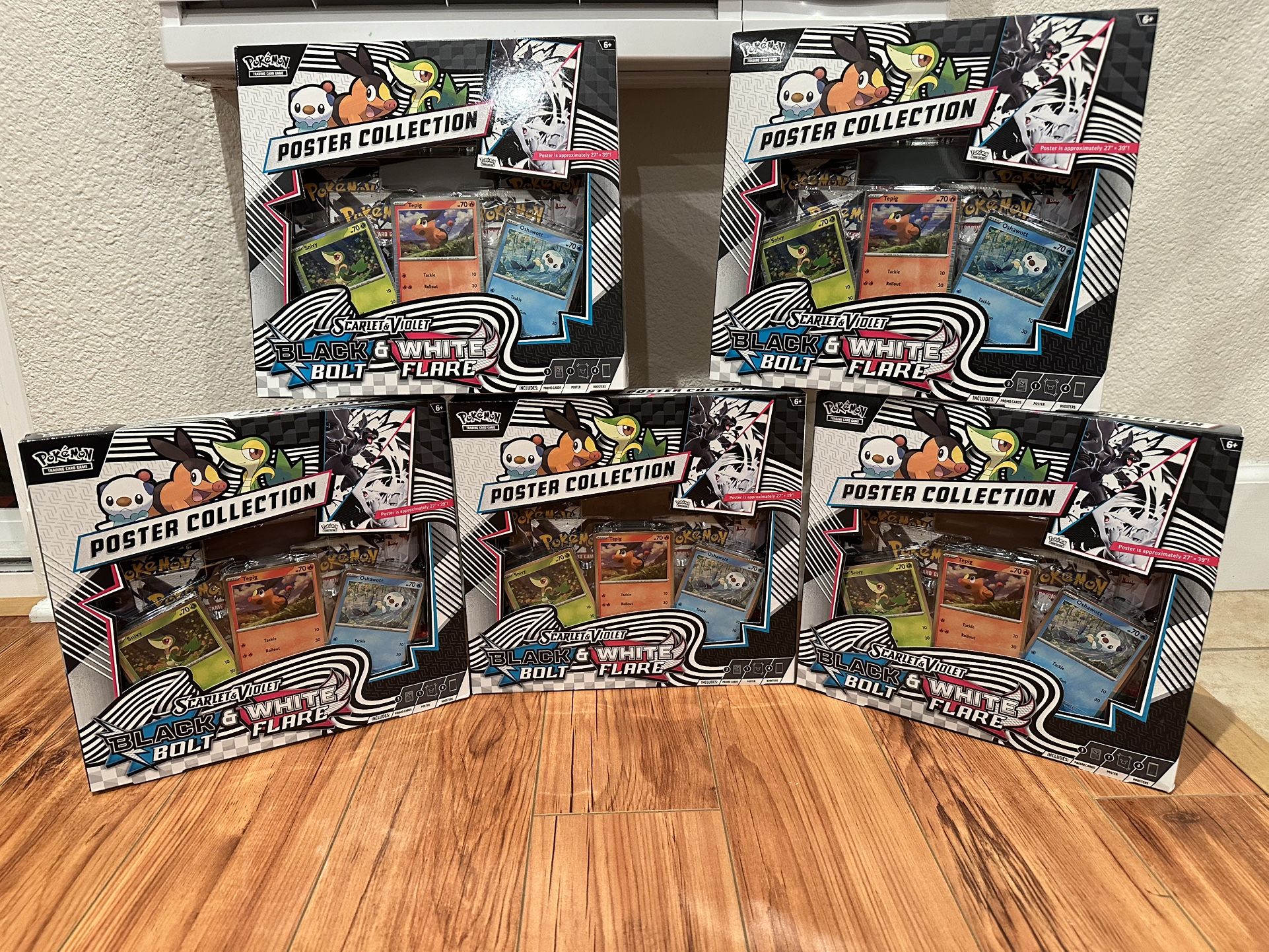 5x Pokemon TCG Scarlet & Violet 10.5 Unova Poster Collection Box - 4 Packs