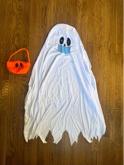 Spooktacular Creations Masked Ghost Child Ghost Costume w Pumpkin Basket Size S