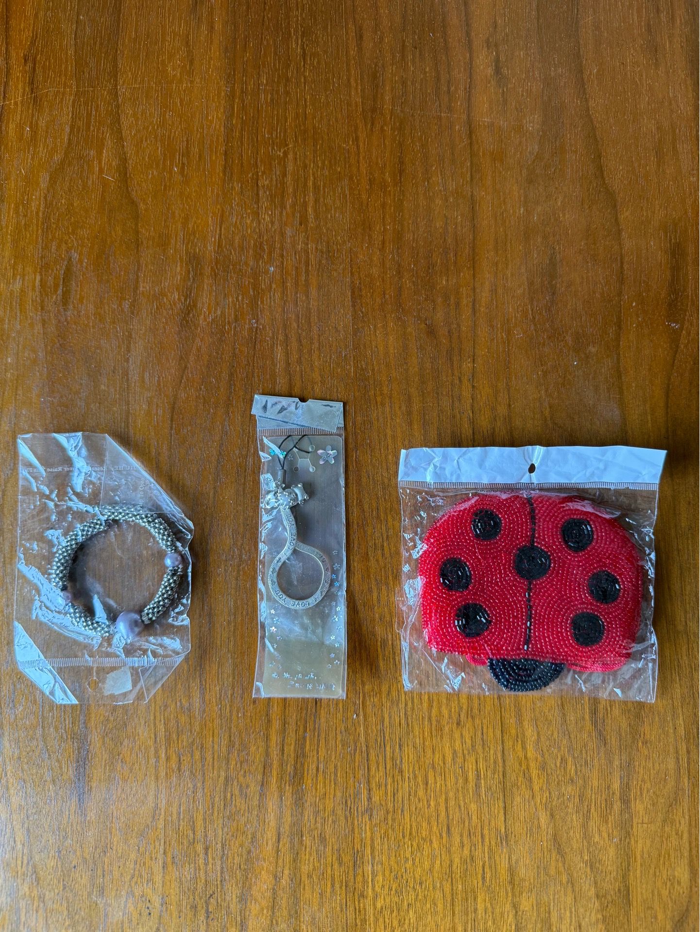 Lady bug pouch, keychain, bracelet