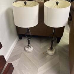 2 Marble Base Lamps 