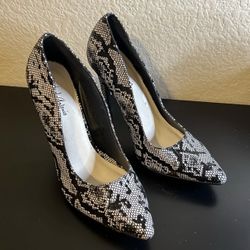 black and white heels