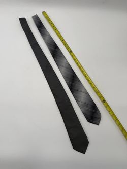 Lot of 2 Mens Skinny Ties Axist & Wembley Gray Black Striped Neckties