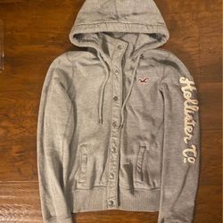 Hollister co. gray hoodie button up front