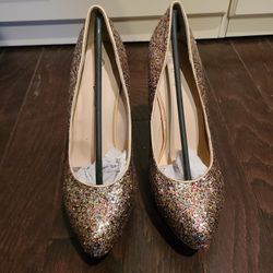 BRAND NEW Diva Lounge Confetti Glitter Sparkle Heels, 8.5US