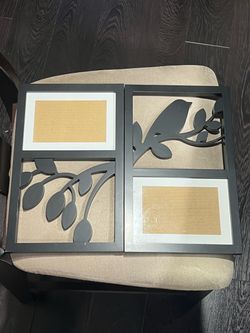 Black Bird Branch Photo Frame Wall Decor 4x6 picture 2 piece