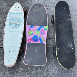 Set Of 3 Vintage Skateboards