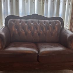 Brown Leather Loveseat