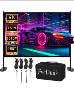 🔥new inbox🔥150 inch Projector Screen with Stand, 16:9 4K HD Portable Outdoor Movie Screen