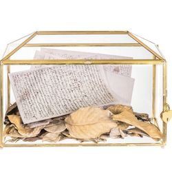 Glass Card Box & Heart Lock For Weddings & Display